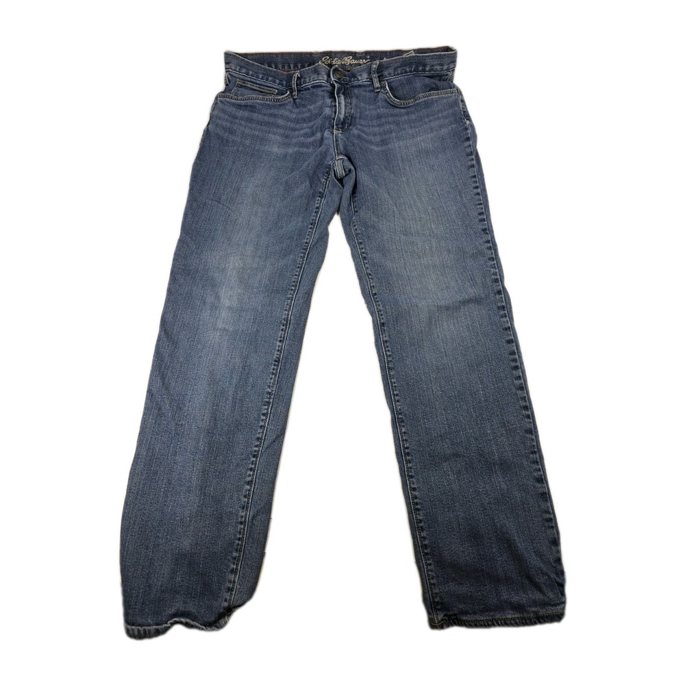 Eddie Bauer Womens‎ Fleece Lined Jeans 14 Dark Wash Winter Warm Straight Leg